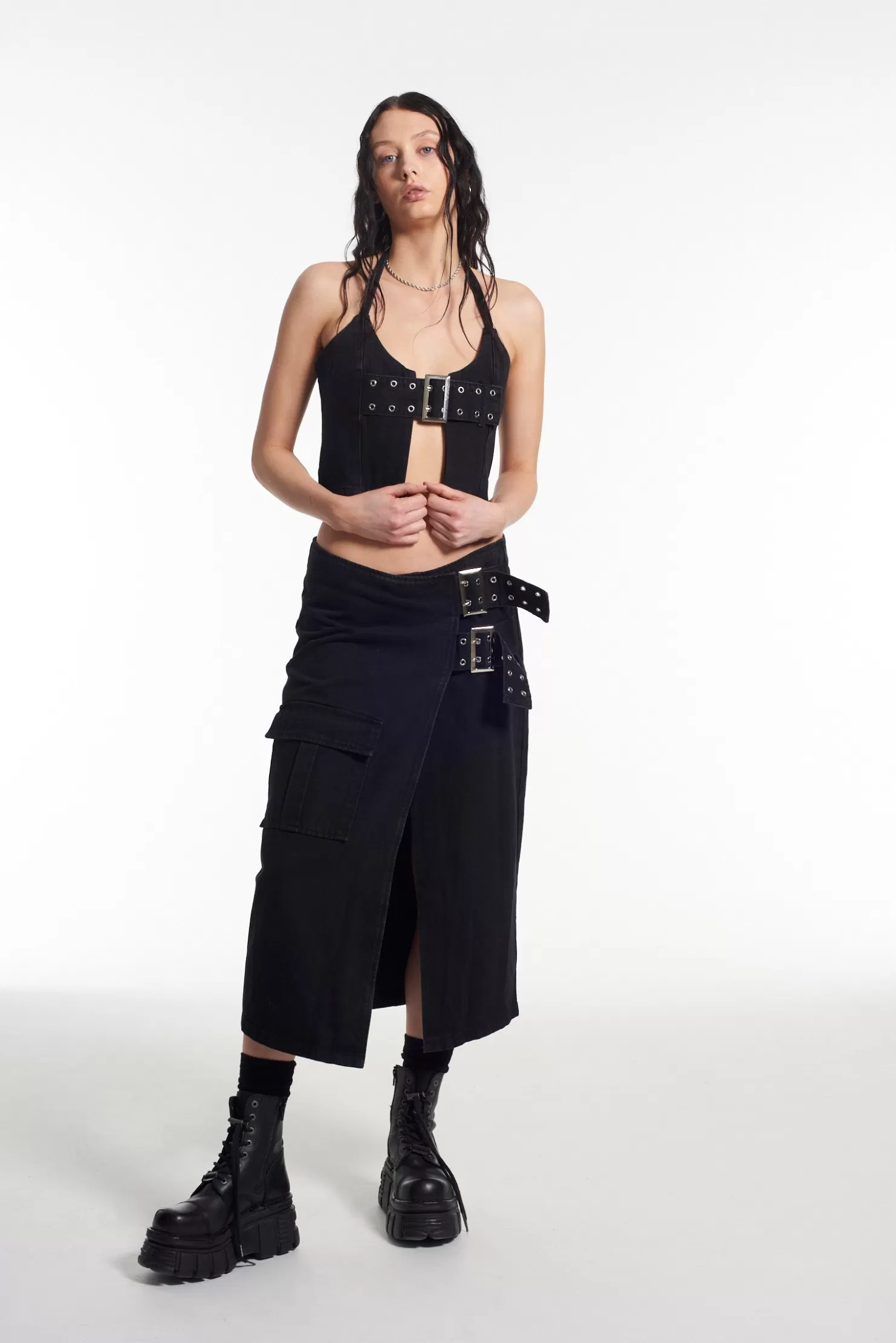 The Ragged Priest Monica Buckle Wrap Midi Skirt-Women Skirts & Shorts