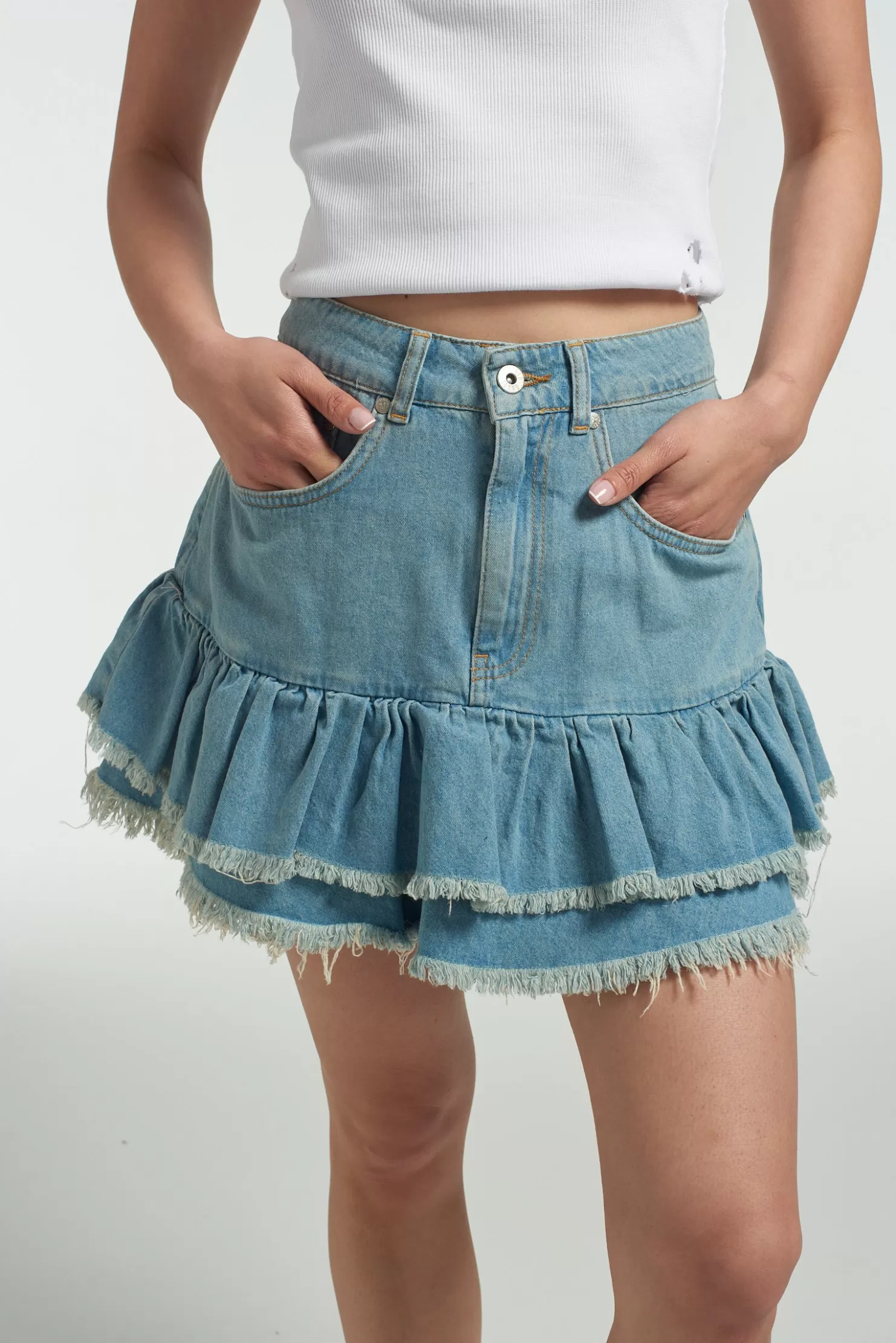 The Ragged Priest Morticia Mini Skirt Blue-Women Skirts & Shorts