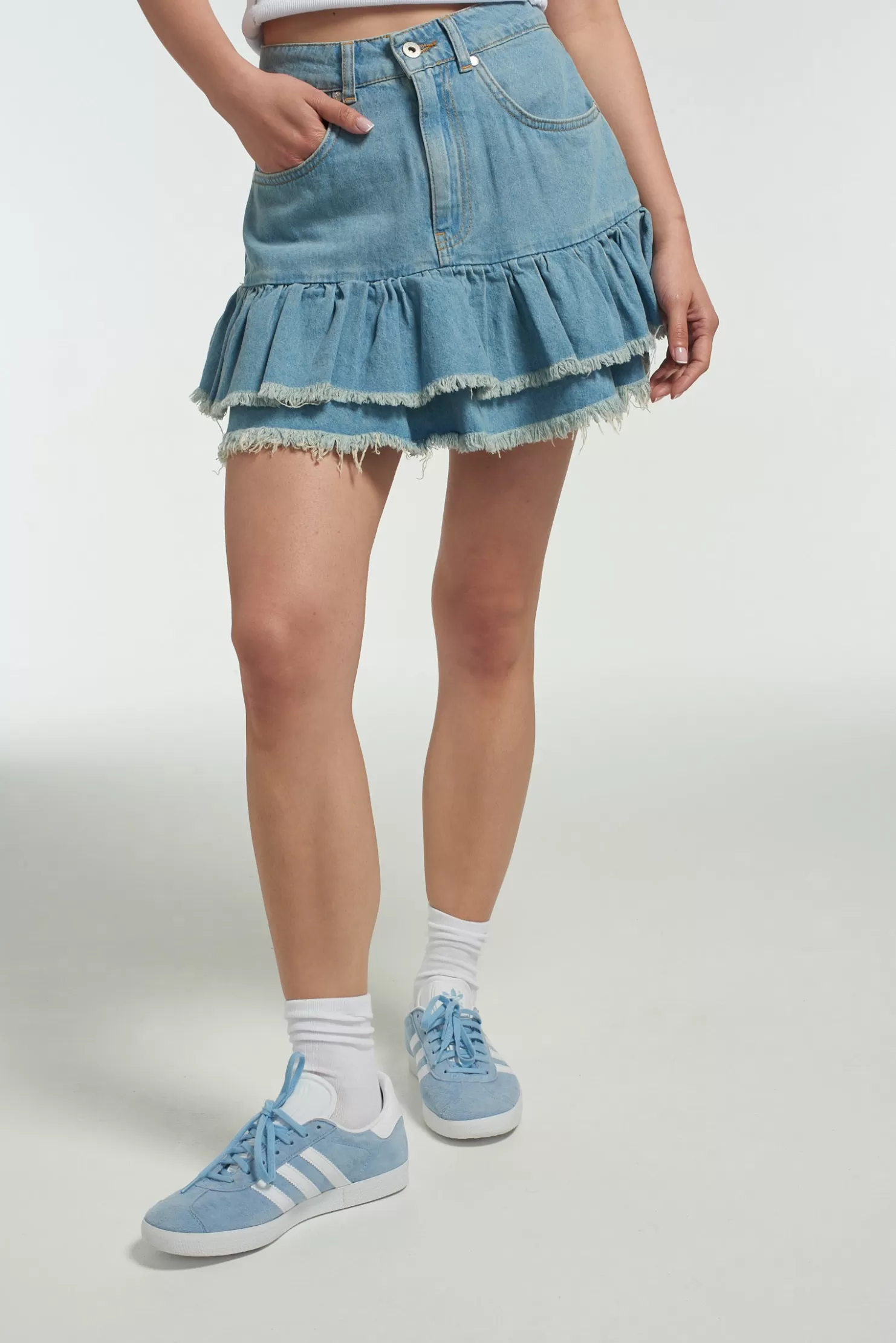 The Ragged Priest Morticia Mini Skirt Blue-Women Skirts & Shorts