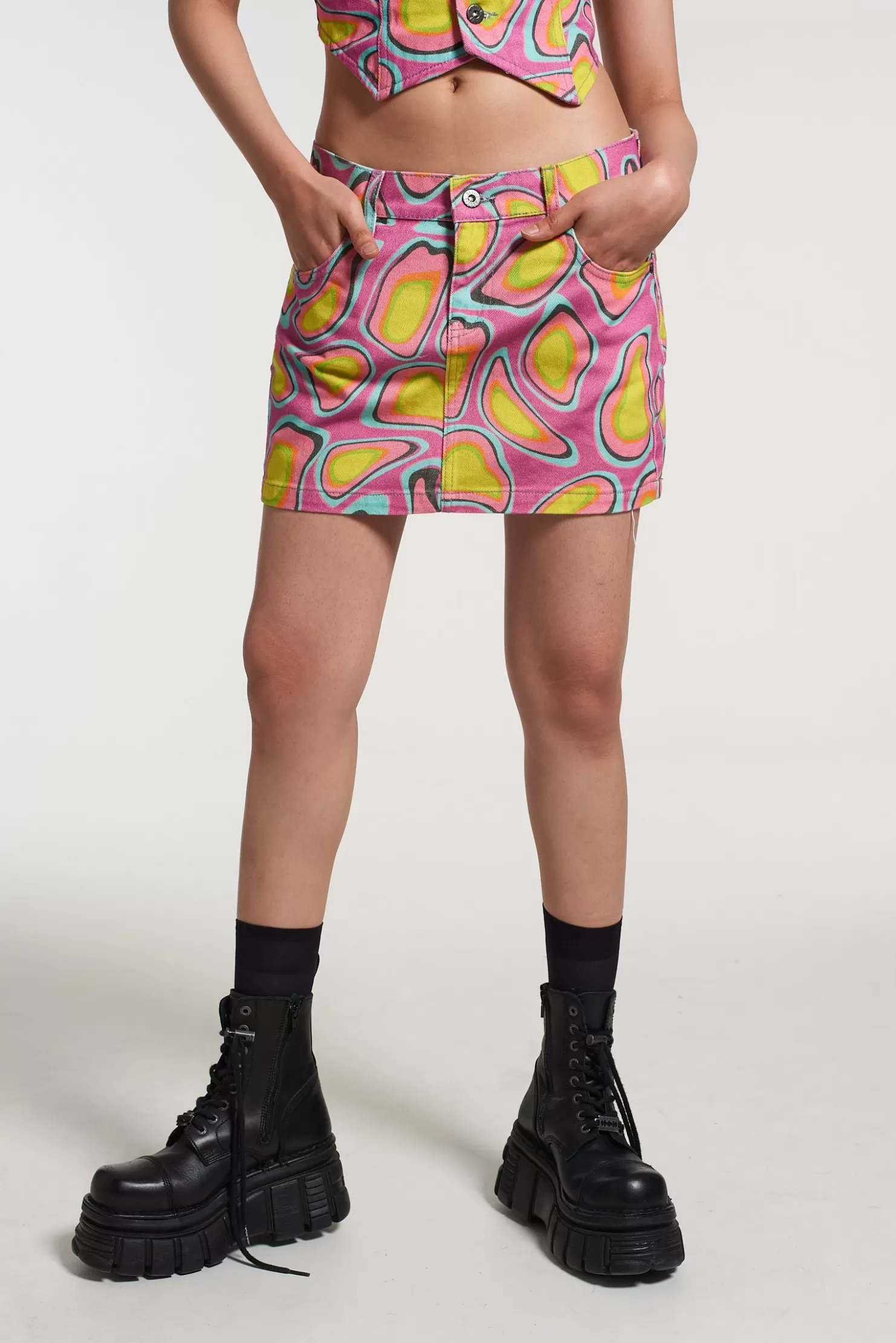 The Ragged Priest Nimbus Print Skirt-Women Skirts & Shorts