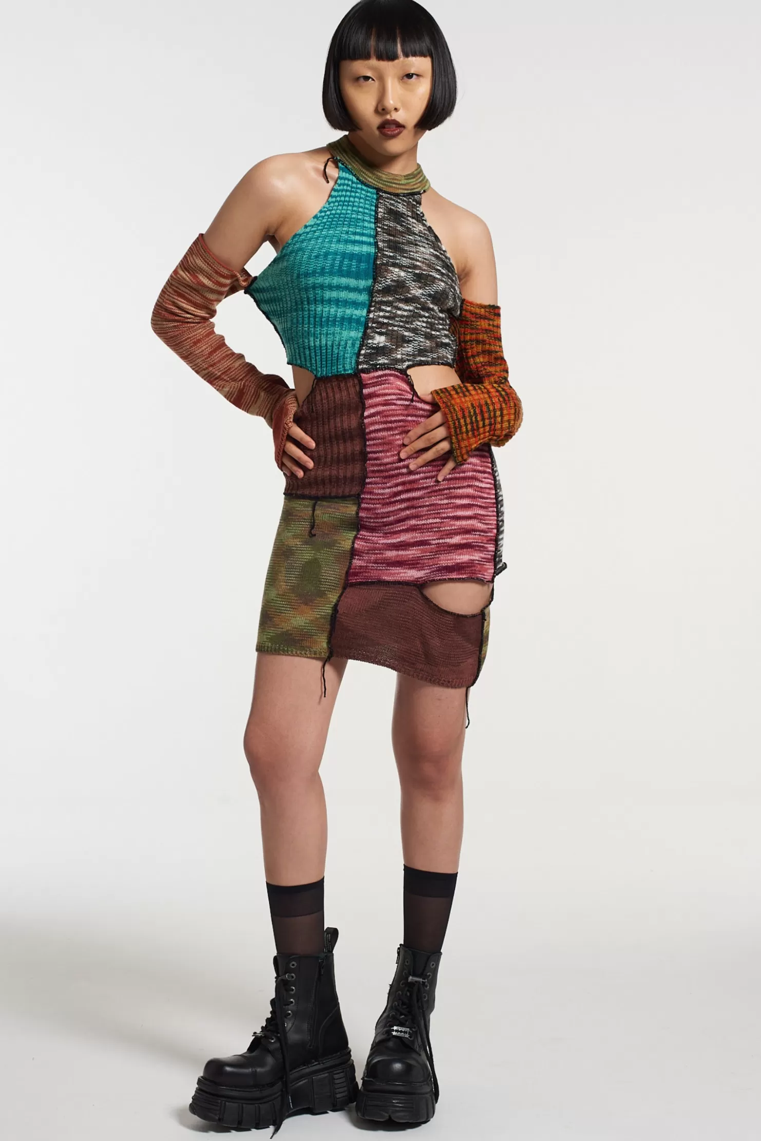 The Ragged Priest Peacekeeper Patchwork Dress-Women Dresses