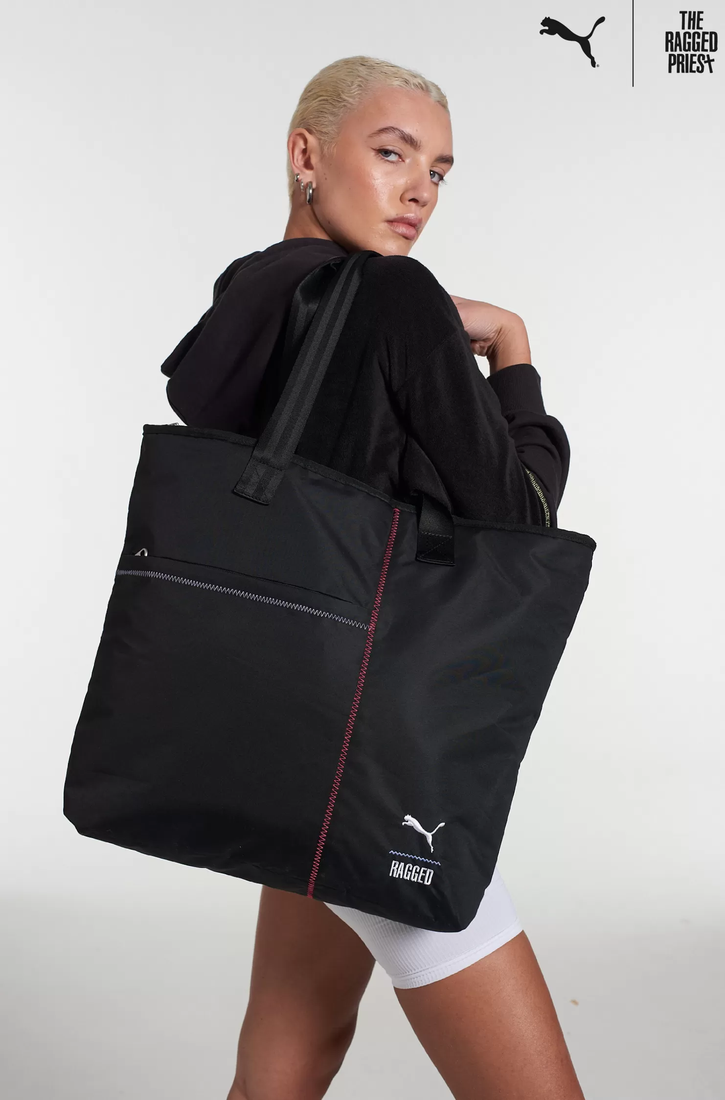 The Ragged Priest Puma X Black Shopper Tote Bag-Women Accessories