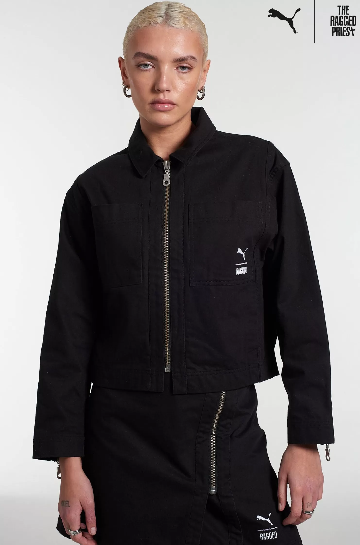 The Ragged Priest Puma X Black Twill Jacket-Women Coats & Jackets