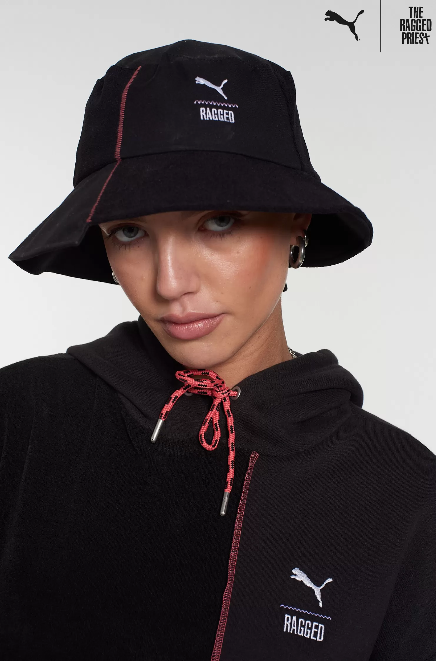 The Ragged Priest Puma X Black Woven Bucket Hat-Women Accessories