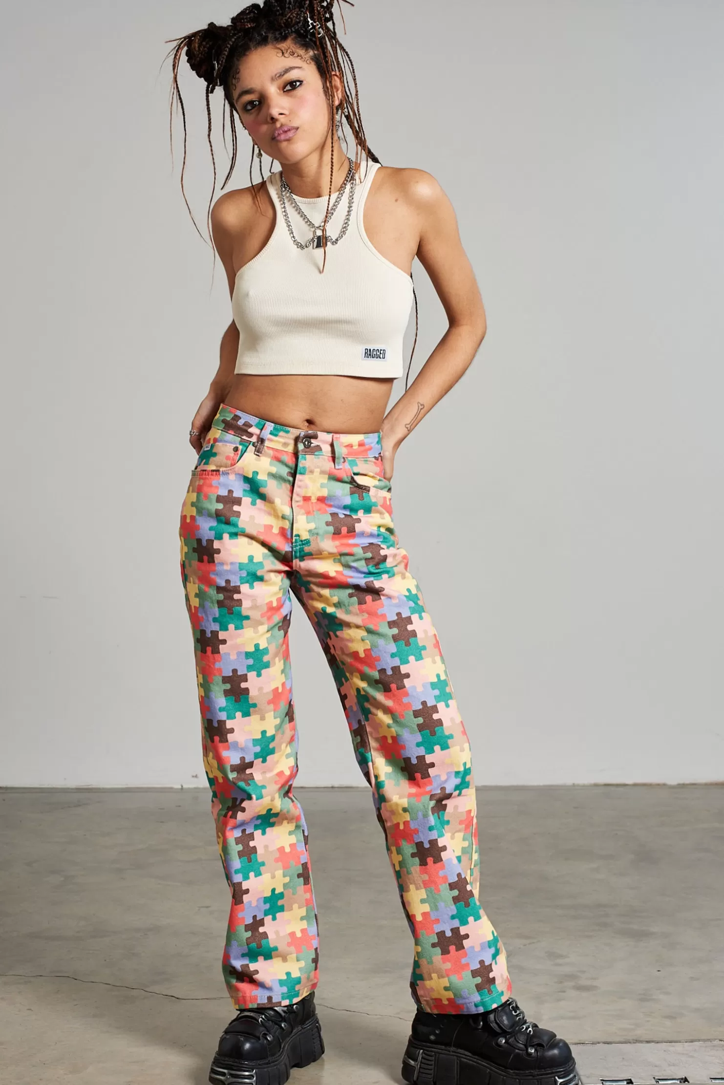 The Ragged Priest Puzzle Dad Jean-Women Jeans
