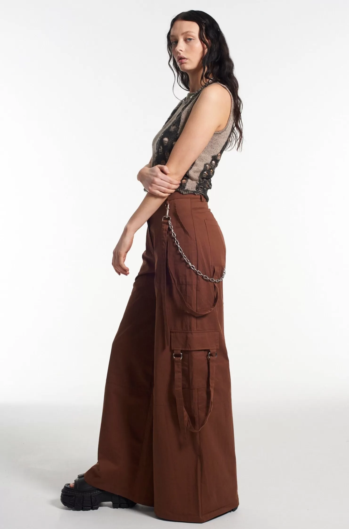 The Ragged Priest Rage Pant Brown-Women Trousers