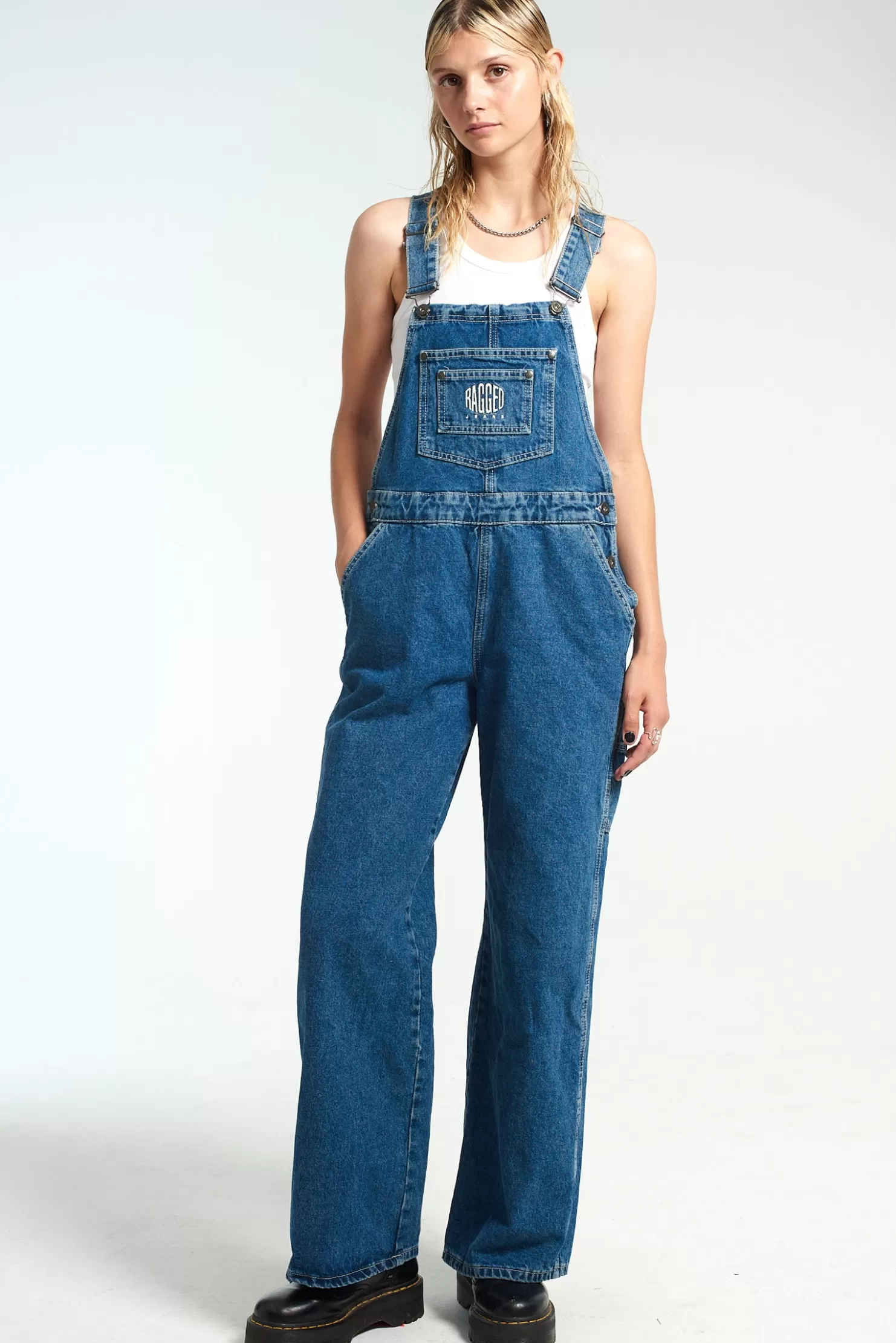 The Ragged Priest Ragged Blue Dungarees-Women Jeans