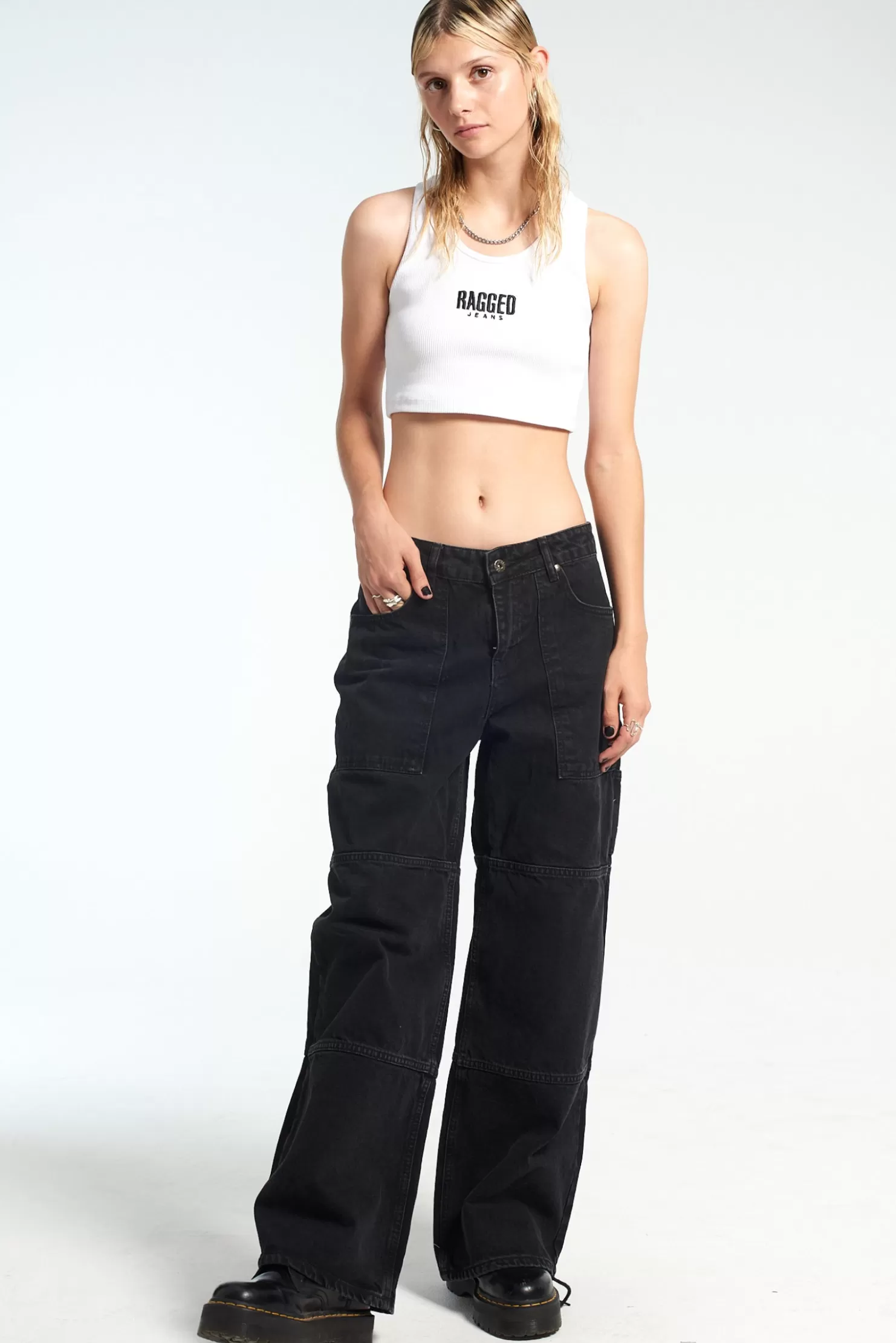 The Ragged Priest Rider Cargo Release Jean Charcoal-Women Jeans