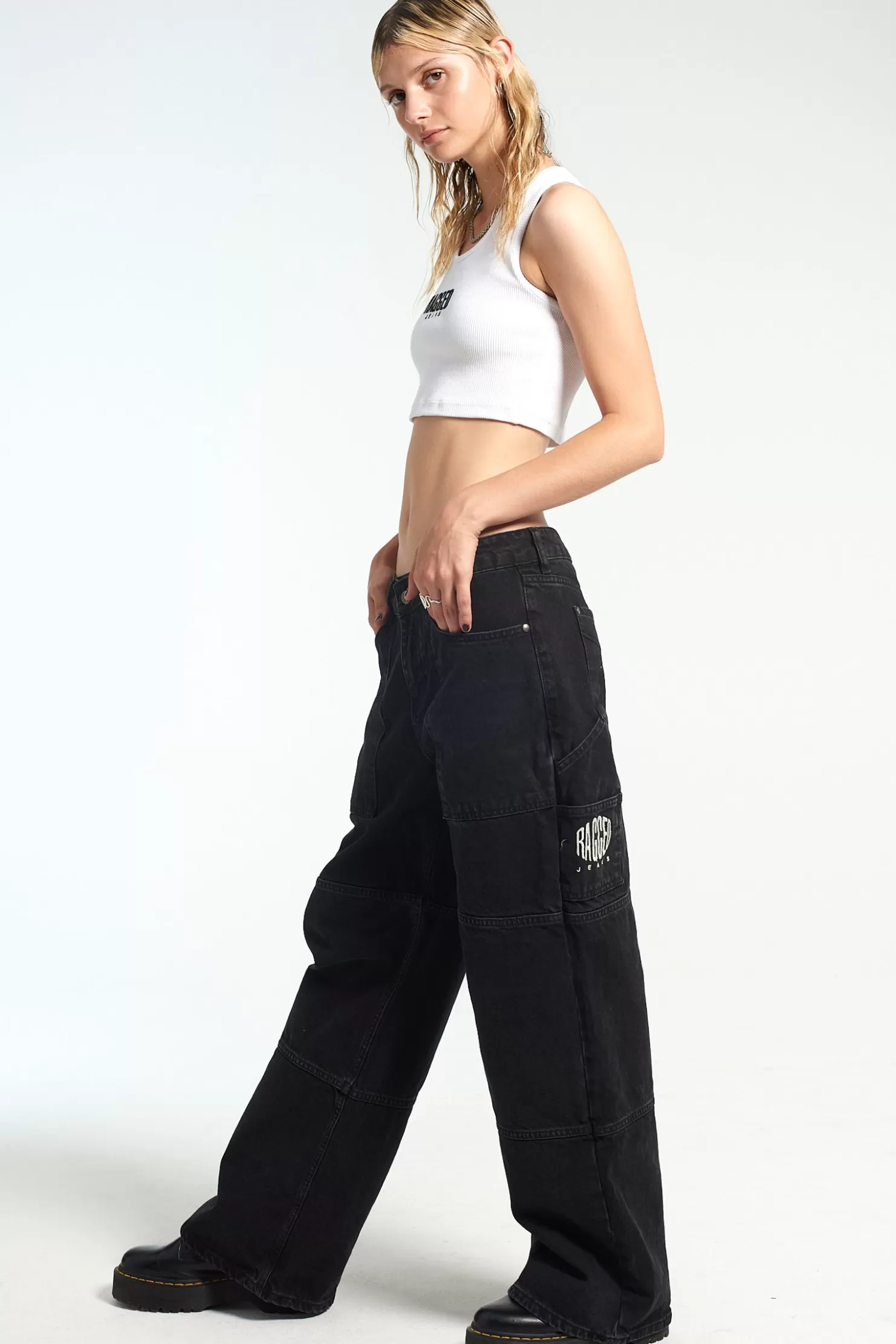 The Ragged Priest Rider Cargo Release Jean Charcoal-Women Jeans