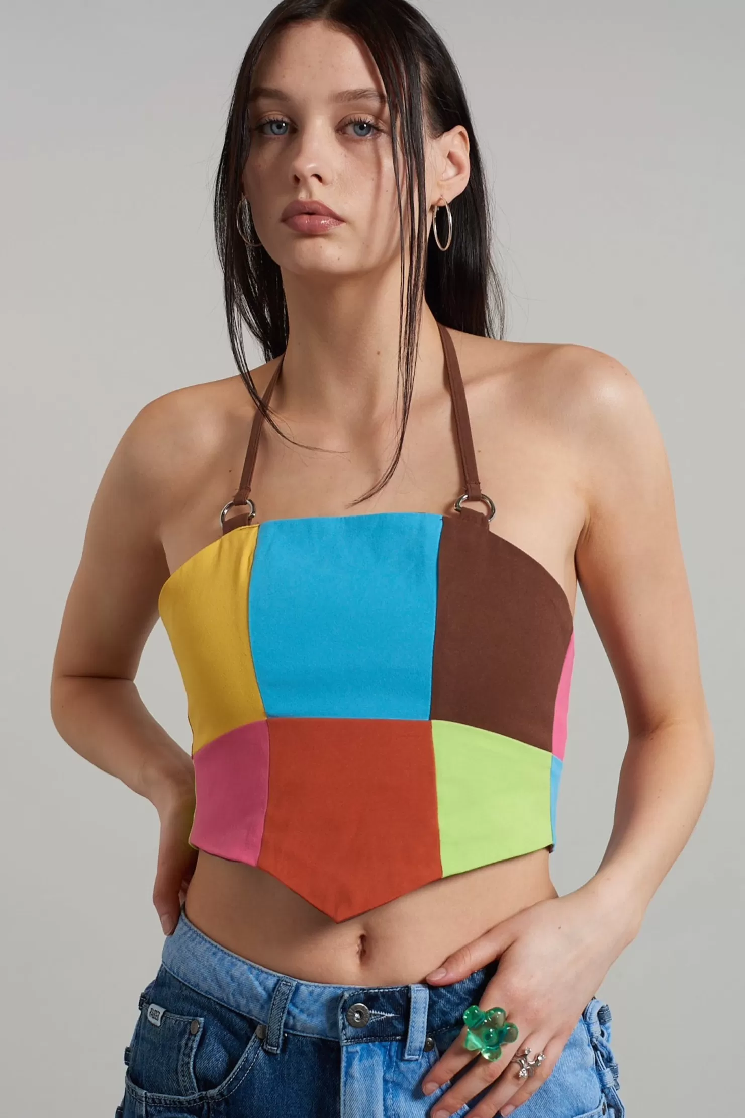 The Ragged Priest Rodeo Panelled Halter Top-Women T-Shirts & Tops