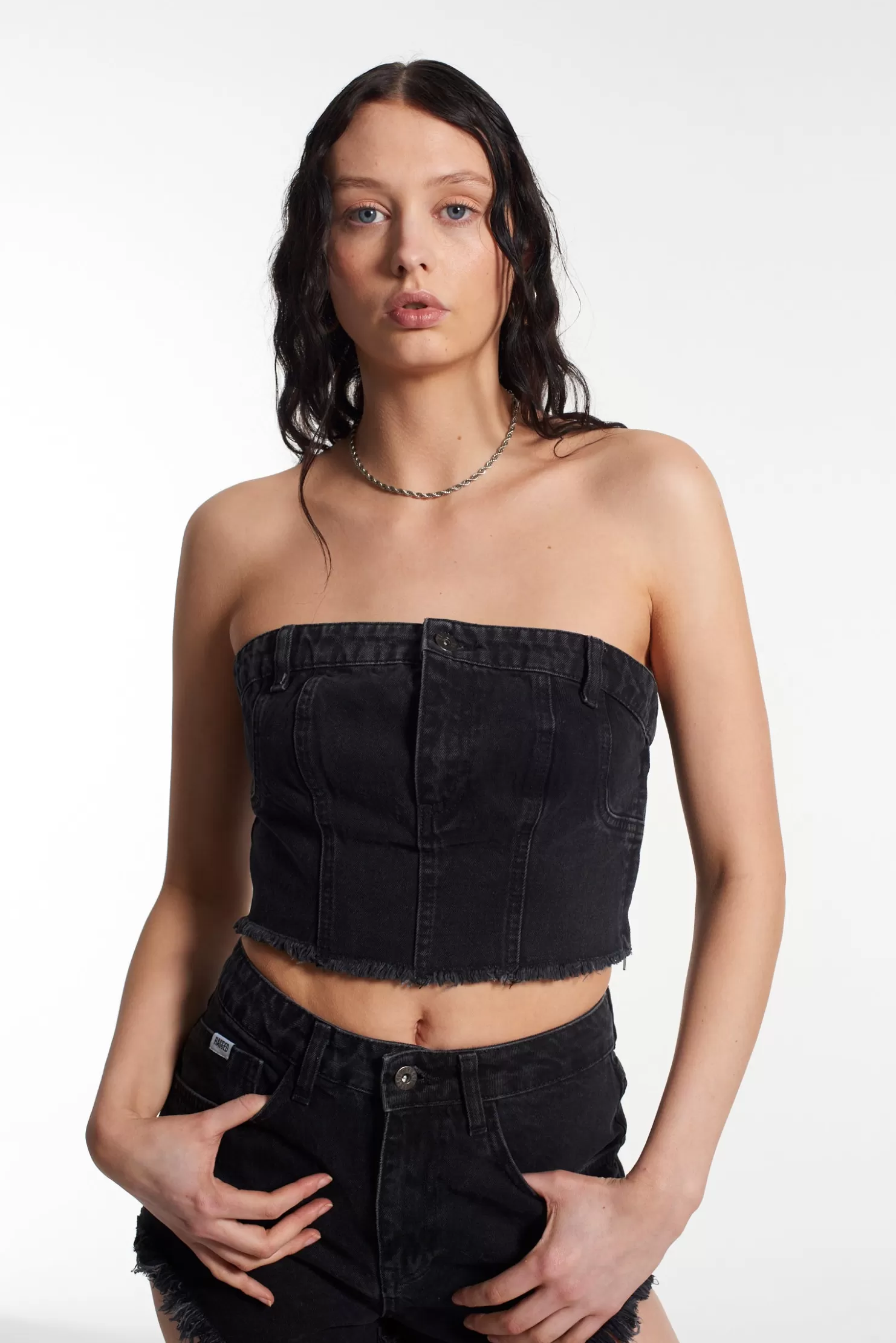 The Ragged Priest Roxy Denim Corset Top -Women T-Shirts & Tops