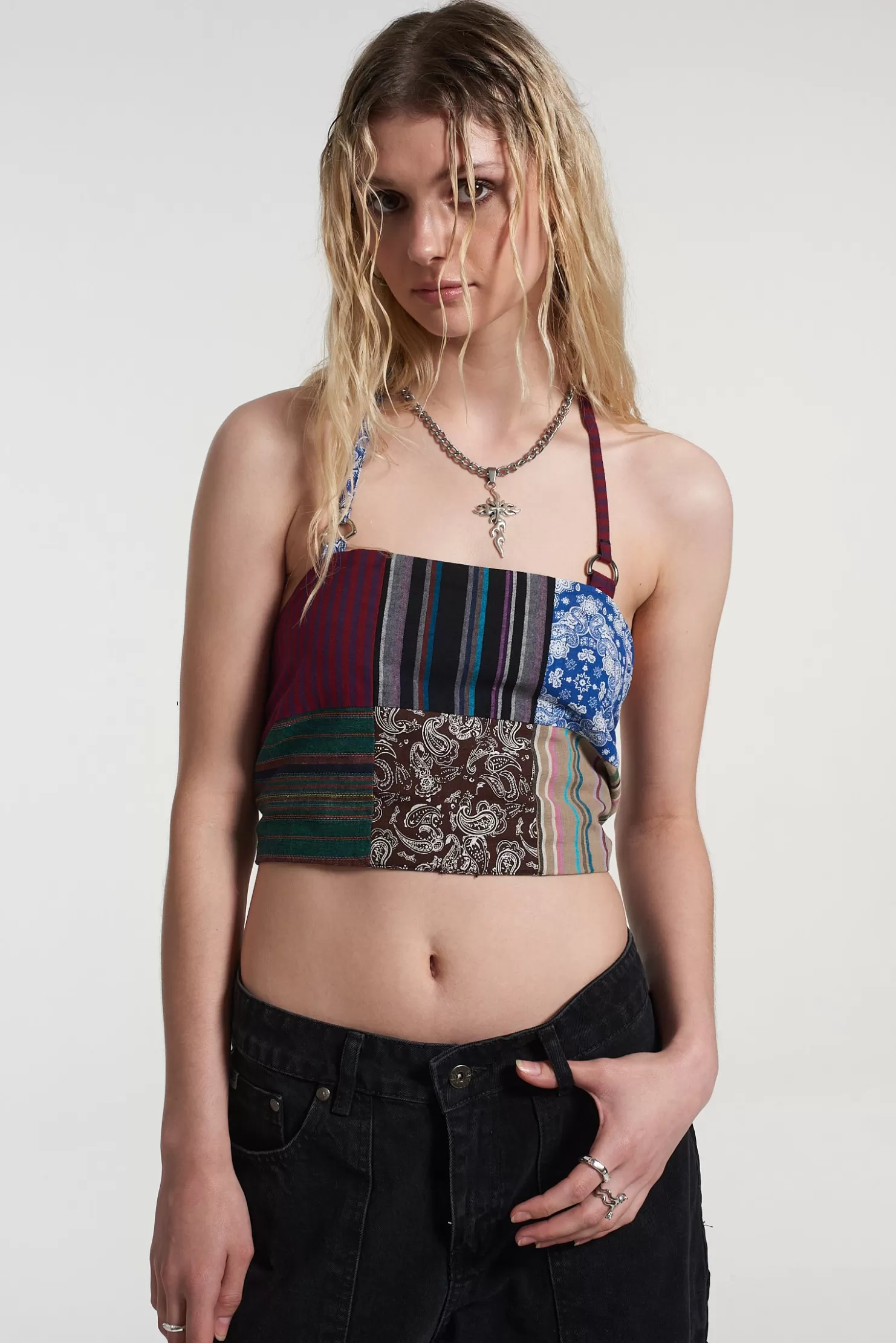 The Ragged Priest Sabotage Patchwork Vest-Women T-Shirts & Tops