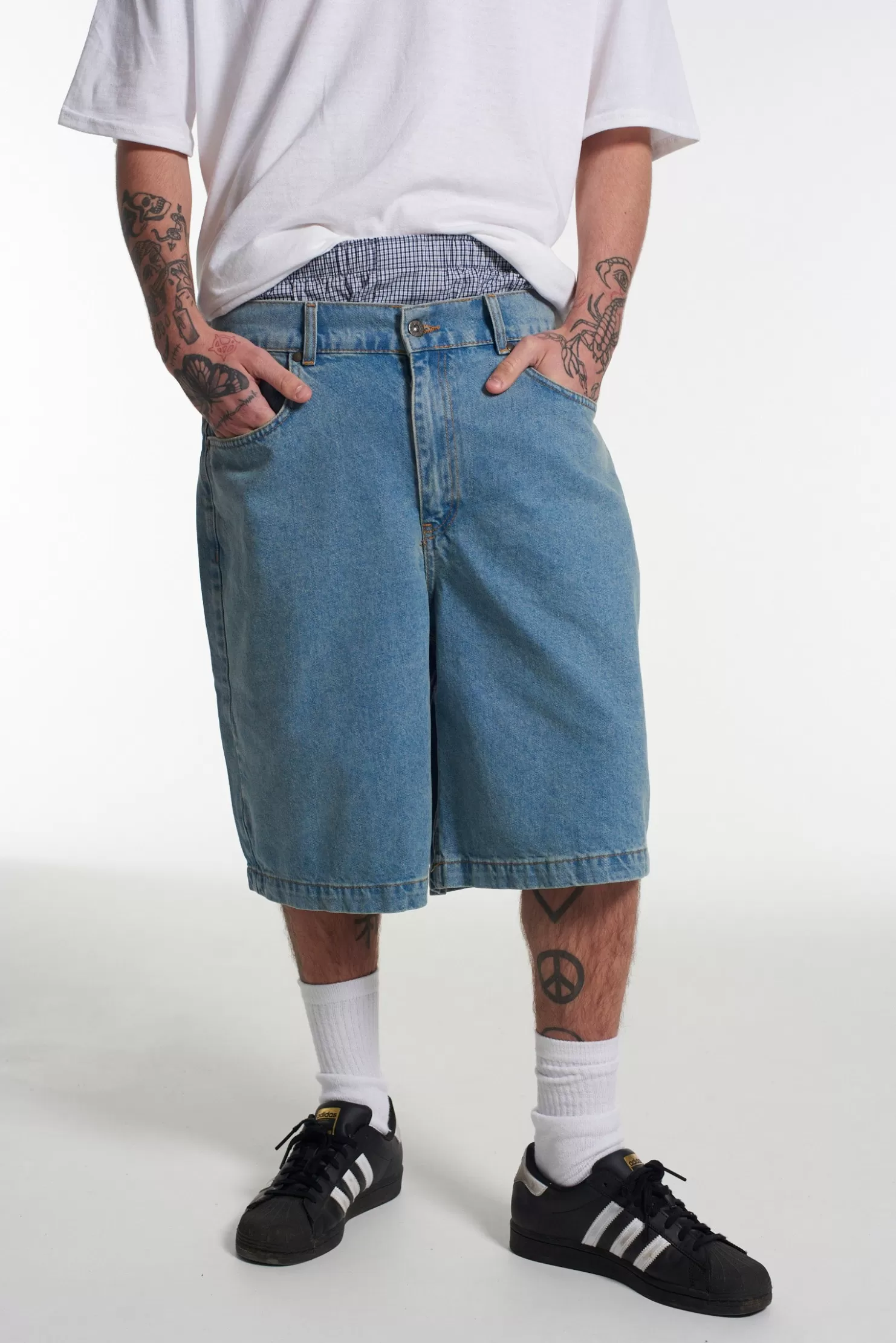 The Ragged Priest Skater Shorts Mid Blue-Men Jeans