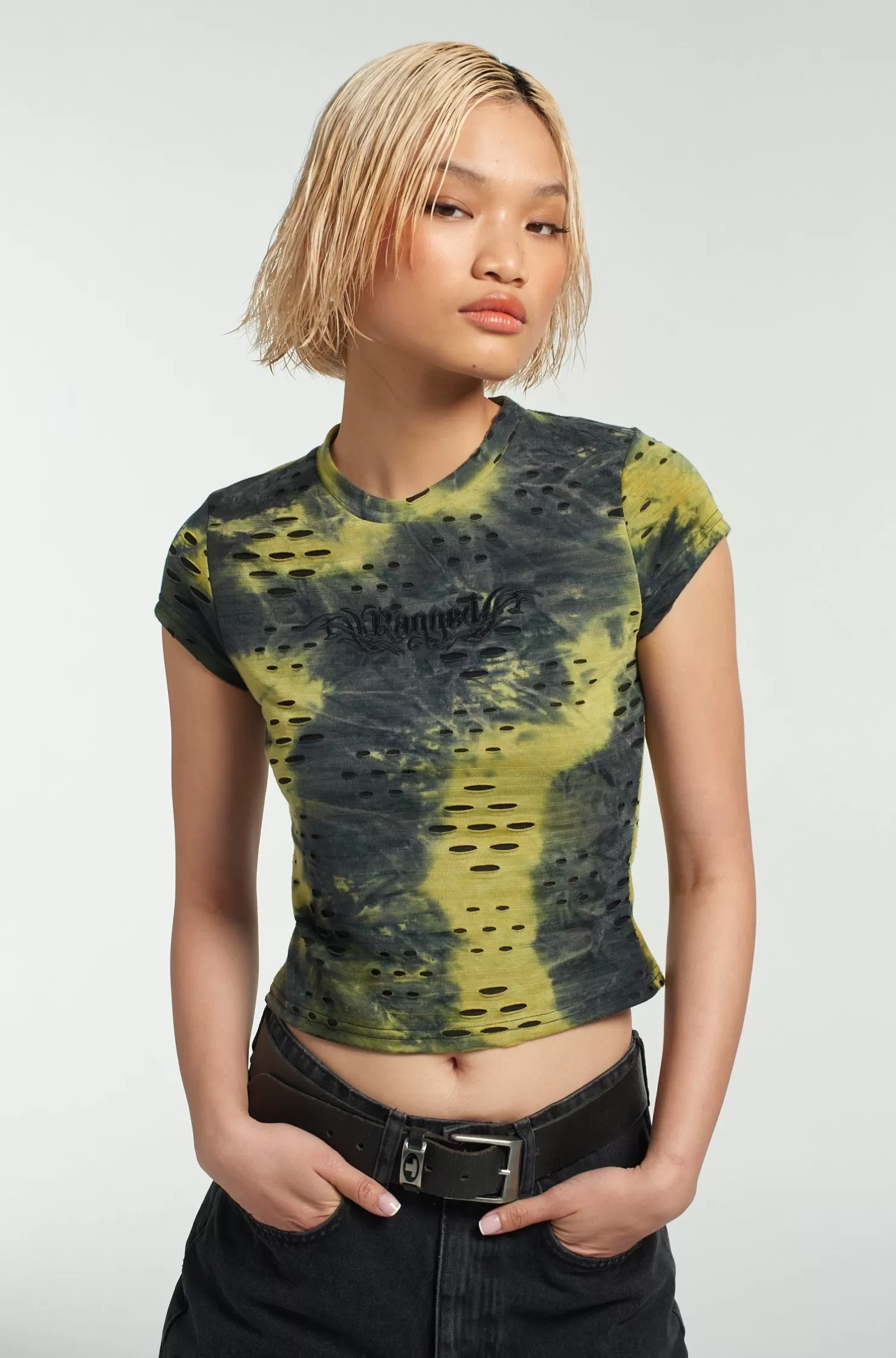 The Ragged Priest Species Acid Wash Baby Tee-Women T-Shirts & Tops