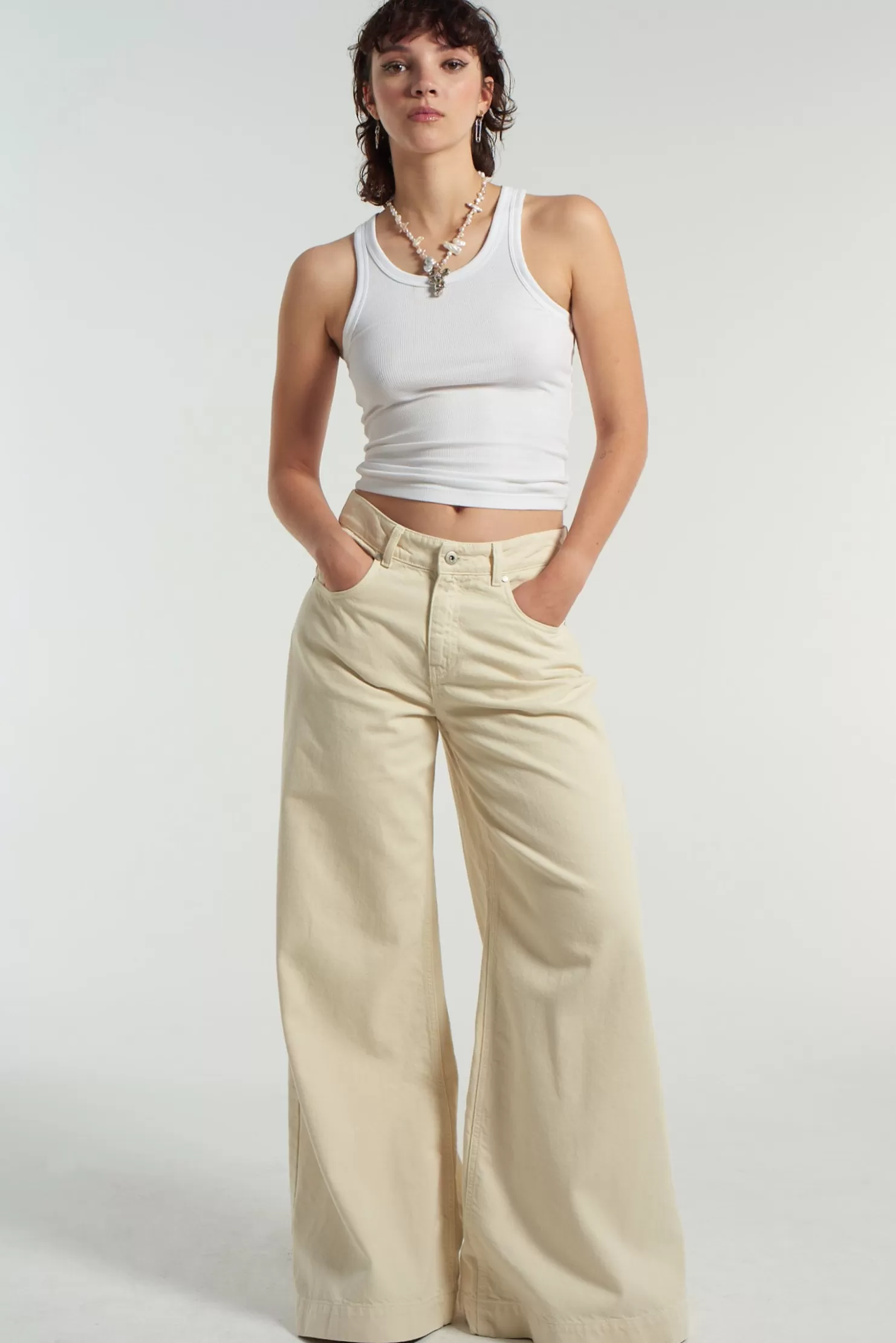 The Ragged Priest Sweeper Jean - Stone-Women Jeans
