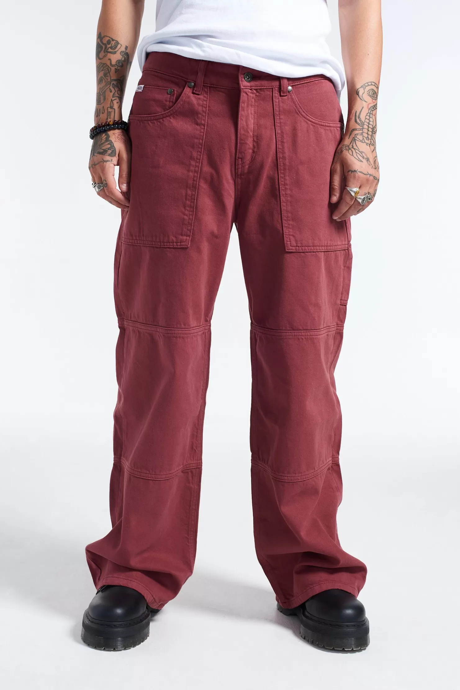 The Ragged Priest Trick Release Jean - Burgandy-Men Jeans