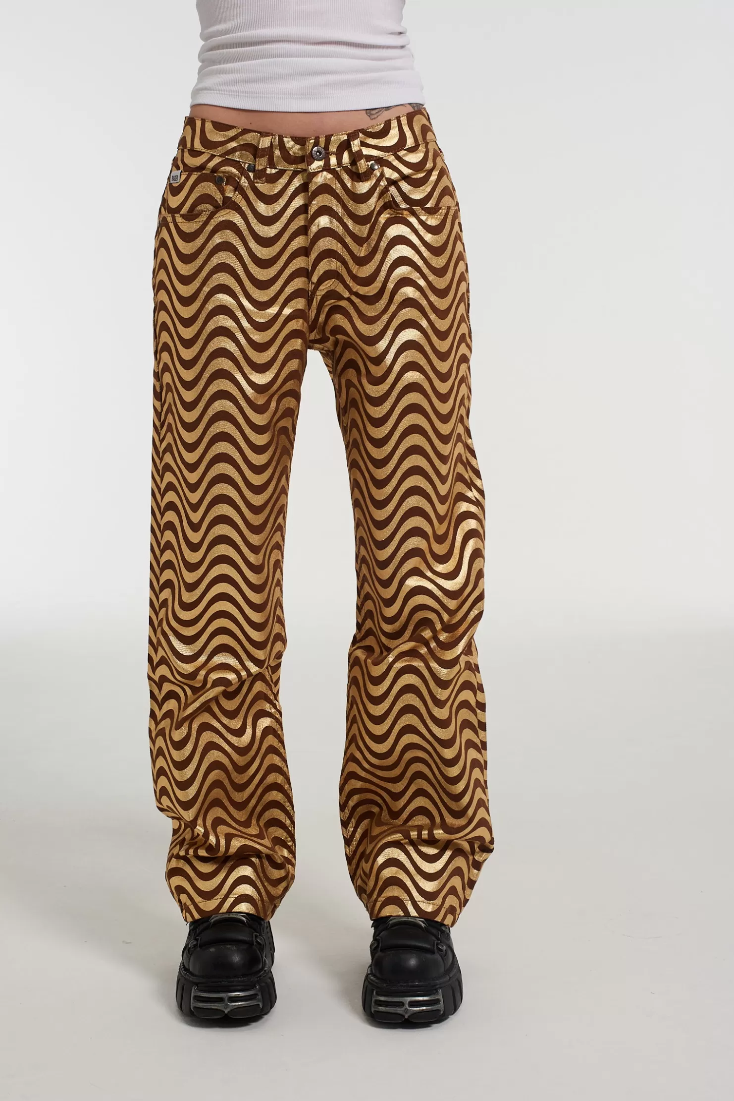 The Ragged Priest Wave Jean Gold & Brown-Women Jeans