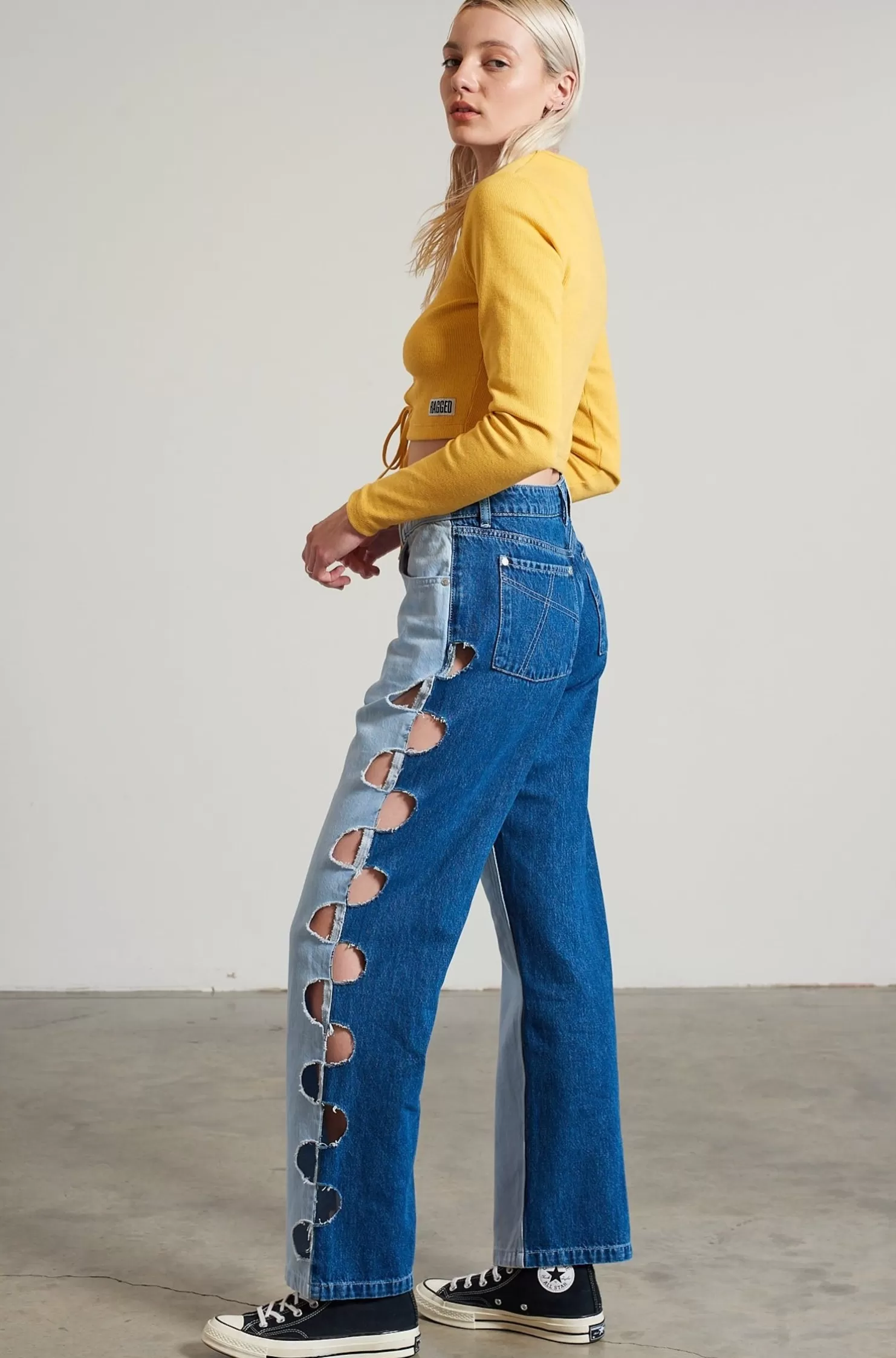 The Ragged Priest Zonked Cut Out Dad Jean-Women Jeans